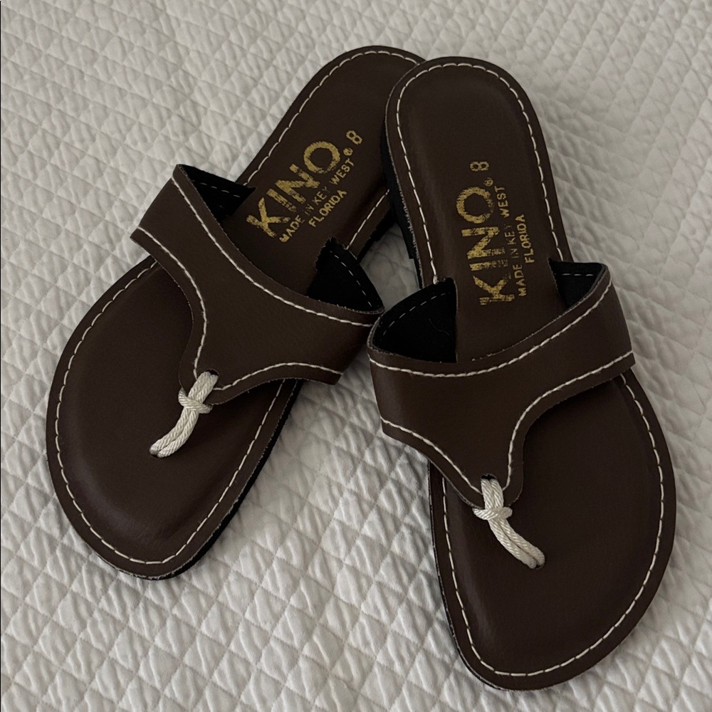 Ladies Lily - Kino Brown Leather Thong Sandals